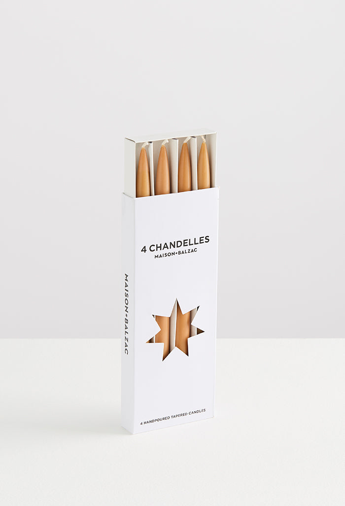 Chandelles 4 Tapered Candles - Caramel