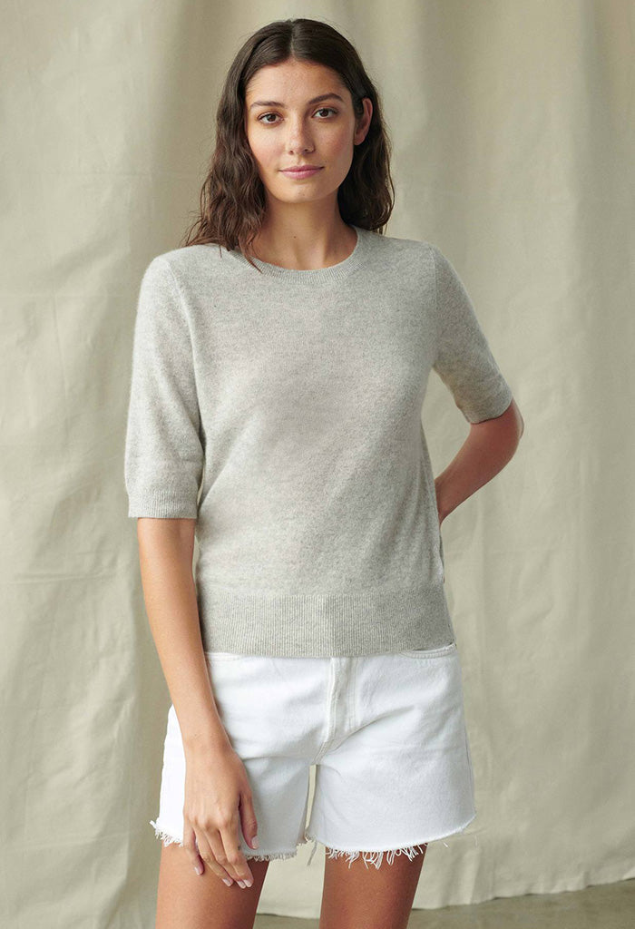 Essential Cashmere T-Shirt - Misty Heather Grey