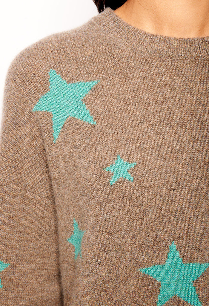 Markus Cashmere Stars Sweater - Taupe Fince