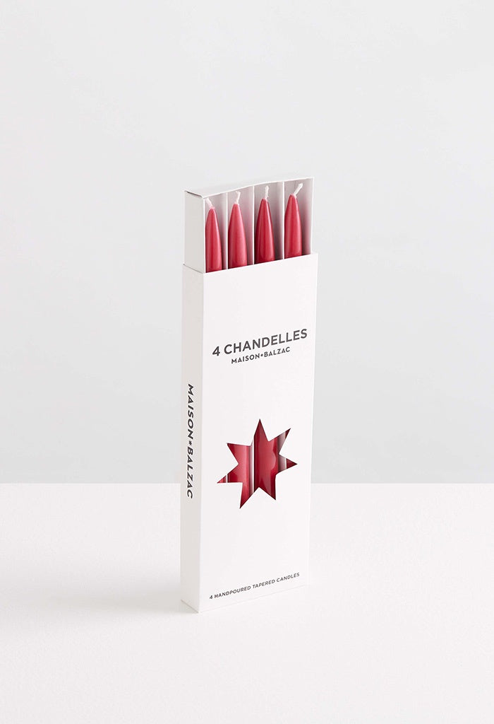 Chandelles 4 Tapered Candles - Fraise