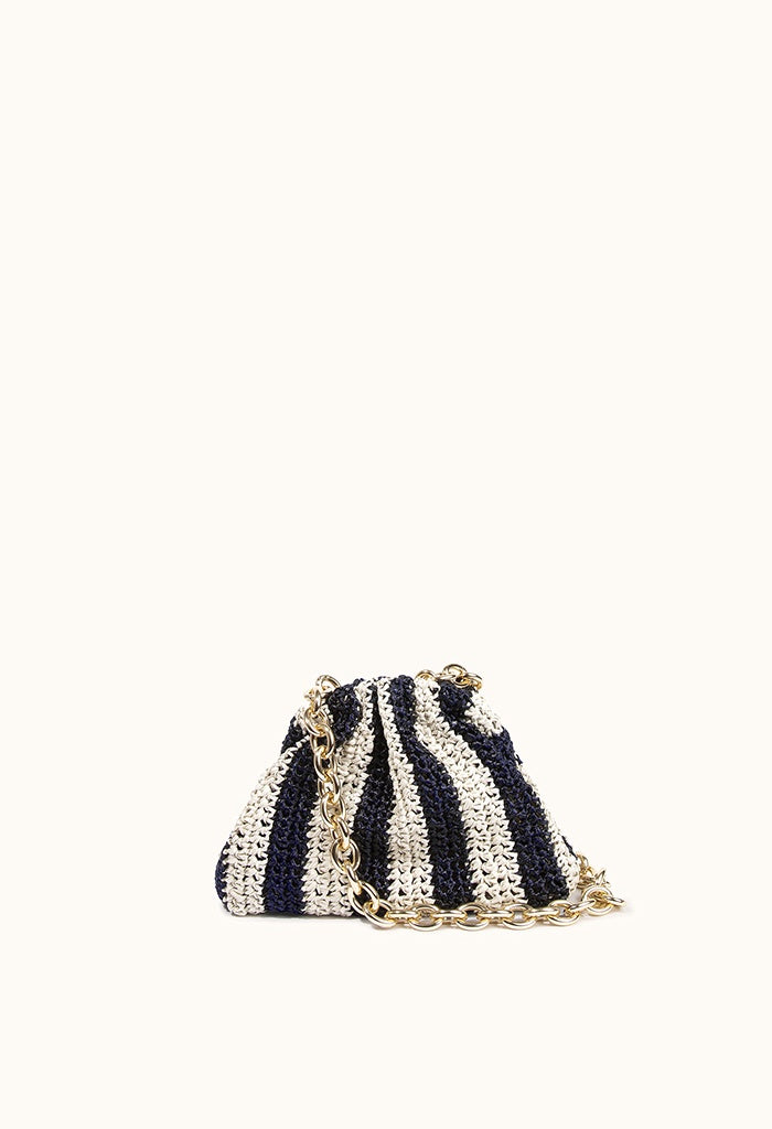 Mini Game Crochet Clutch - Navy/Off  White