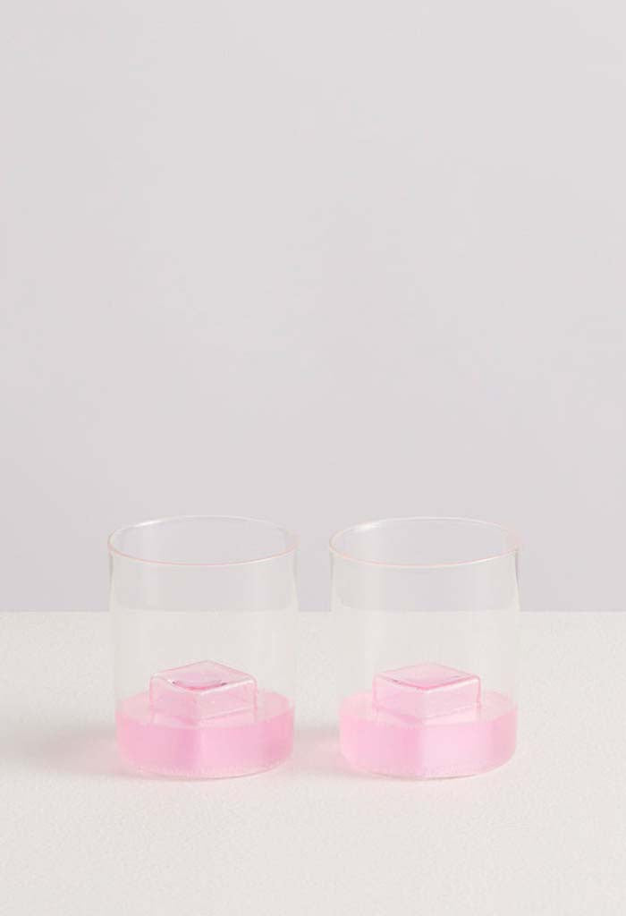 2 Pink Ice Gobelets - Clear/ Pink