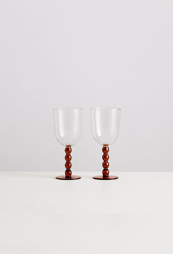 2 Volute Wine Glasses - Clear/Amber