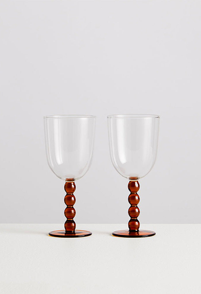 2 Volute Wine Glasses - Clear/Amber