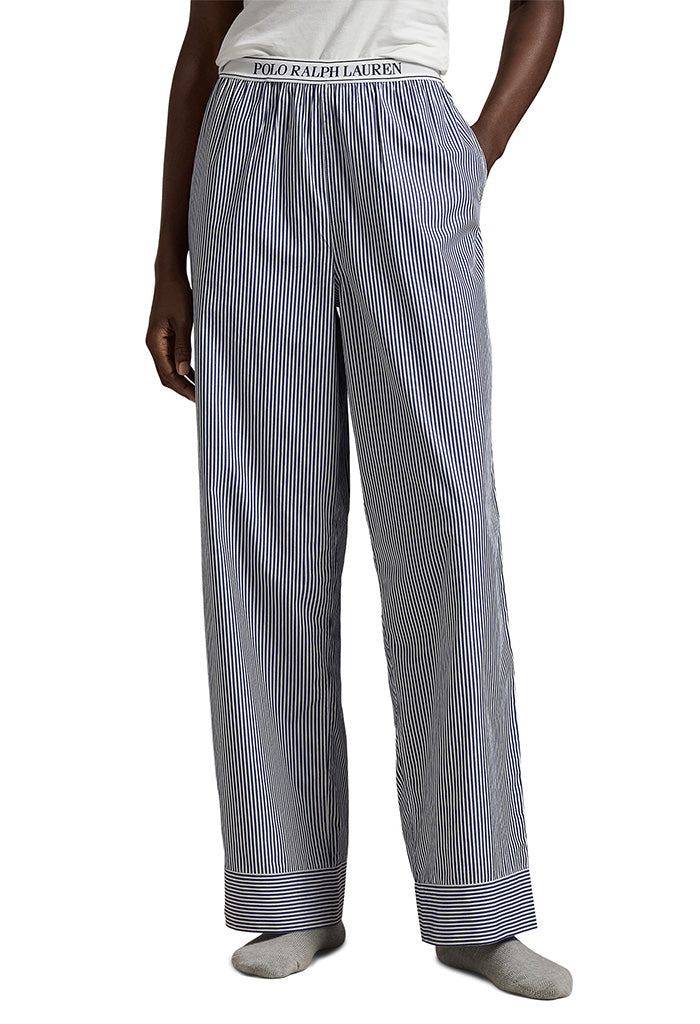 Stripes Pant W. Logo Elastic - Blue & White Stipe