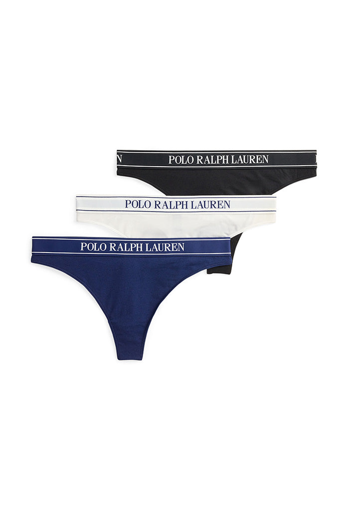 3PK Highwaist Thong - White/Onxy/Navy