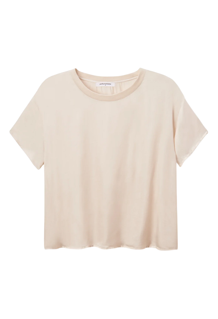 Delphine Luxe Satin Tee - Sugar