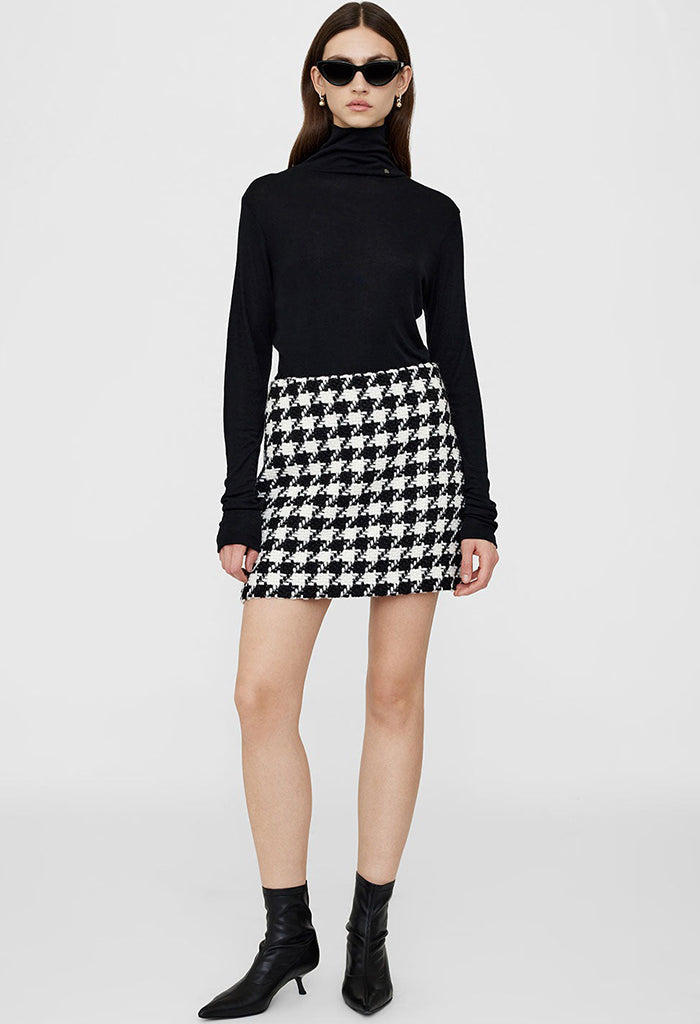 Ada Skirt - Black and White Houndstooth