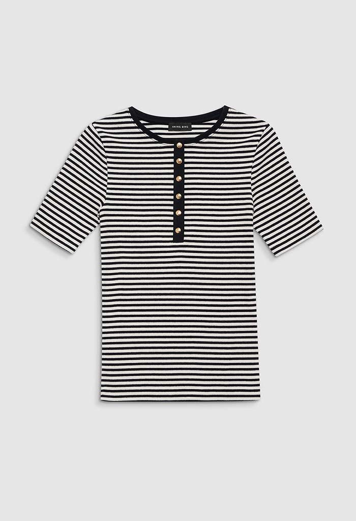 Alessia Tee - Cream And Black Stripe