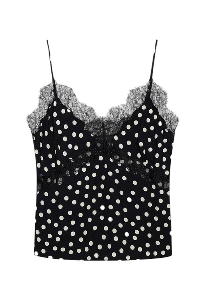 Amelie Camisole - Black And White Double Dot Jacquard