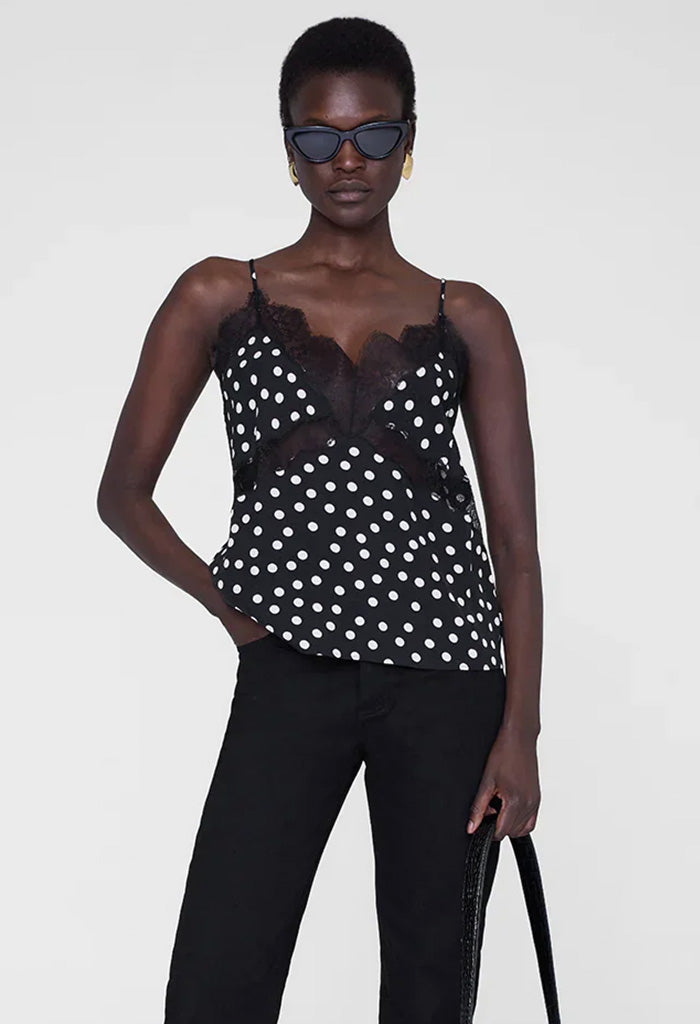 Amelie Camisole - Black And White Double Dot Jacquard