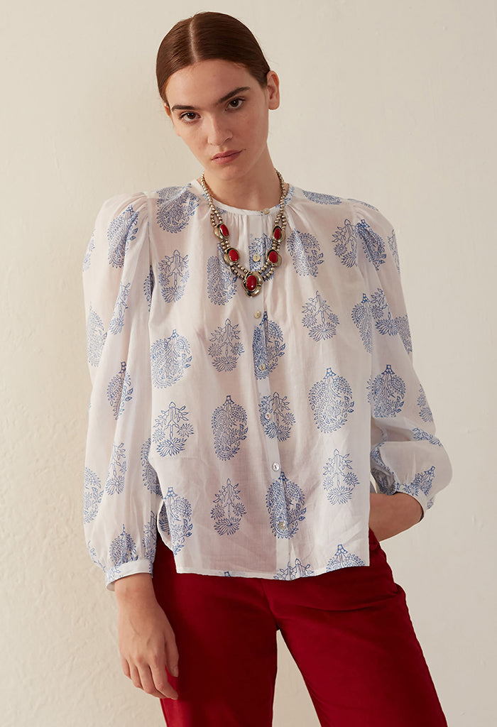 Anna Lapis Bloom Shirt - White Mist
