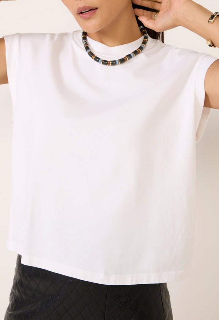 Asya Mock Neck Tank - White