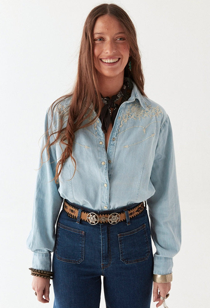 Austin Blouse - Mustang Blue