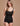 Cotton & Silk Camisole with fine lace trim - Black