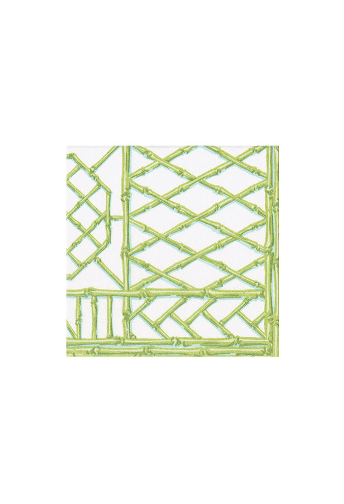 Bamboo Screen Moss Green Paper Linen Cocktail Napkins