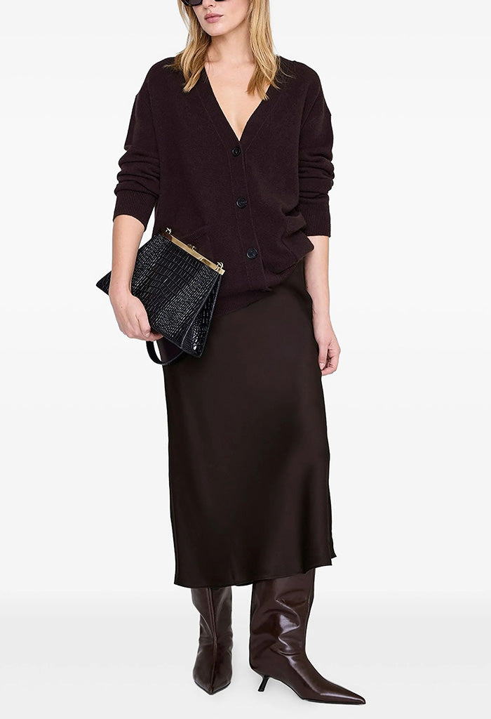 Bar Silk Skirt - Deep Brown