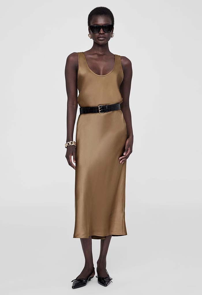 Bar Silk Skirt - Sepia