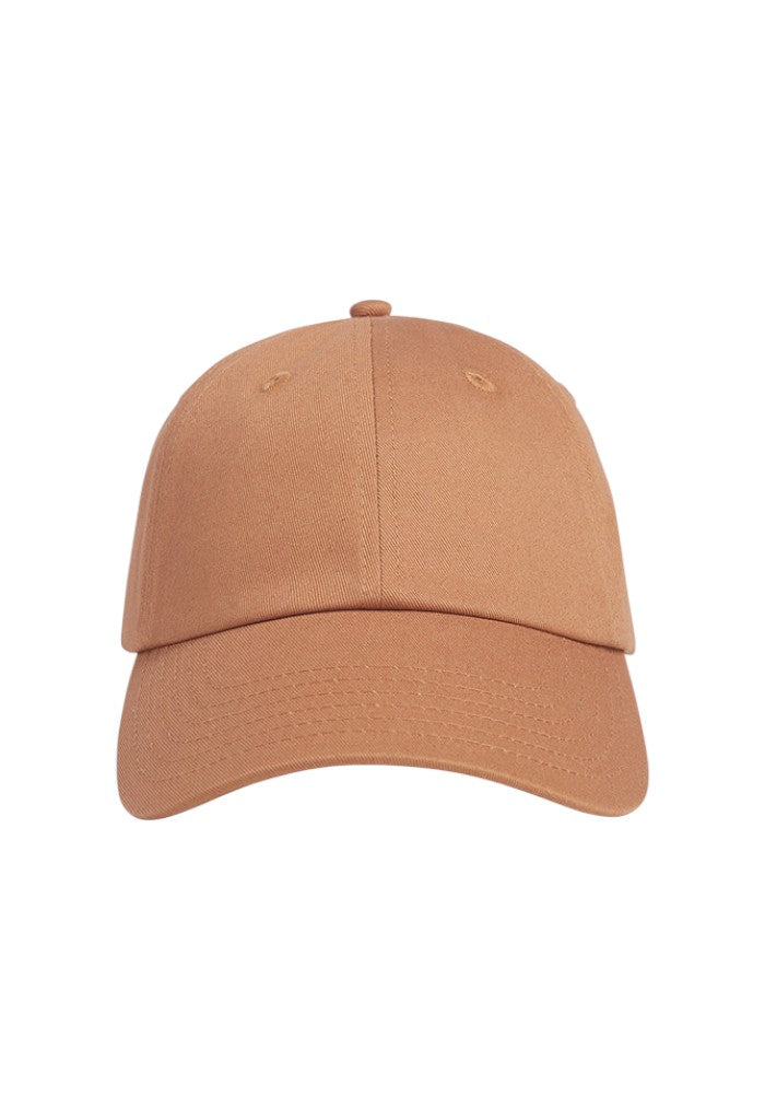 Baseball Cap W/Leather Strap & Buckle - Camel