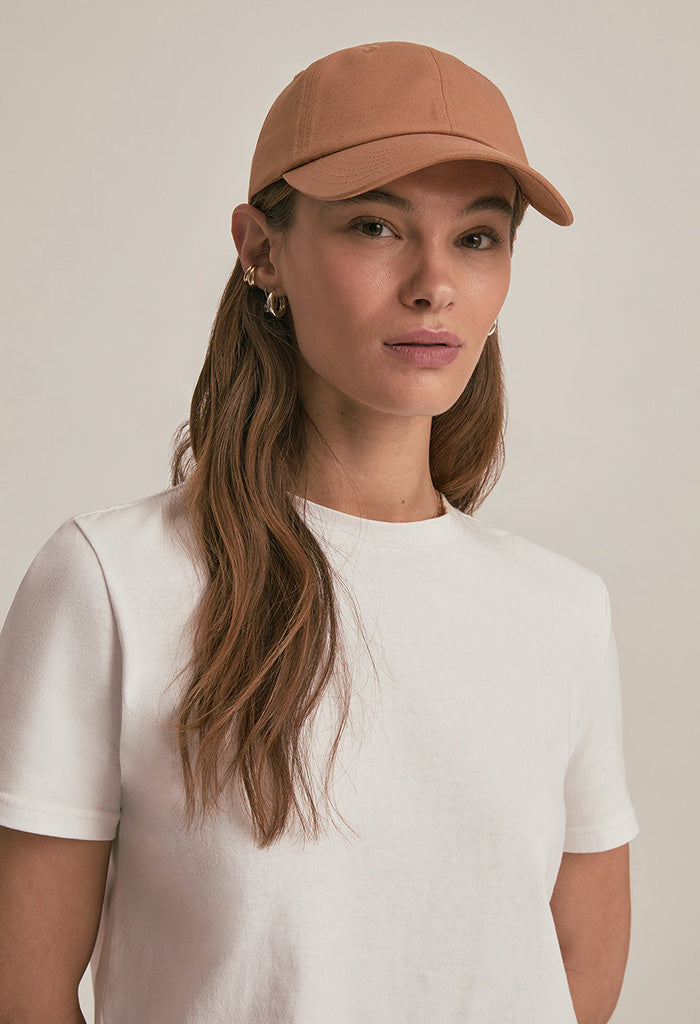 Baseball Cap W/Leather Strap & Buckle - Camel