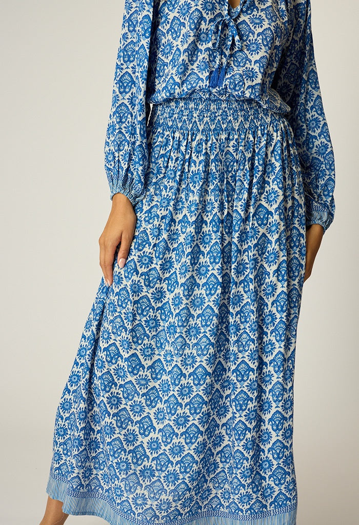 Bella Skirt - Fleur De Lis Blue