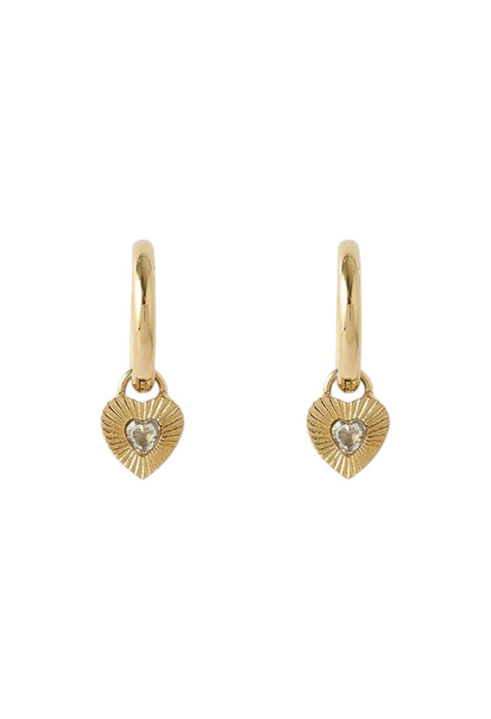 Ruby Heart Earrings - Stone