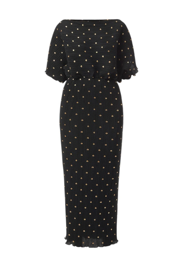 Black Tilly Dress With Gold Foil
