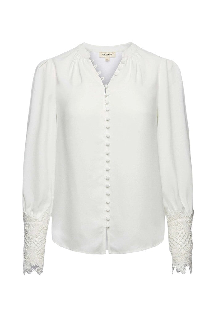 Ava Lace Cuff Blouse - Ivory