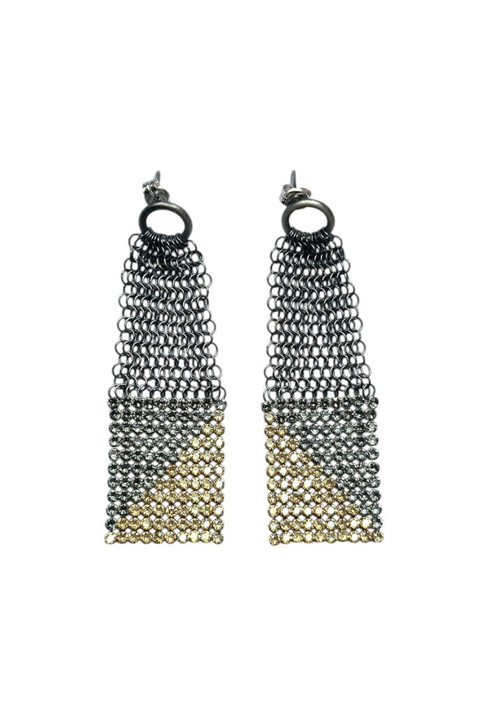 Jeanne Diagonal Earrings - Silver/Grey/Gold