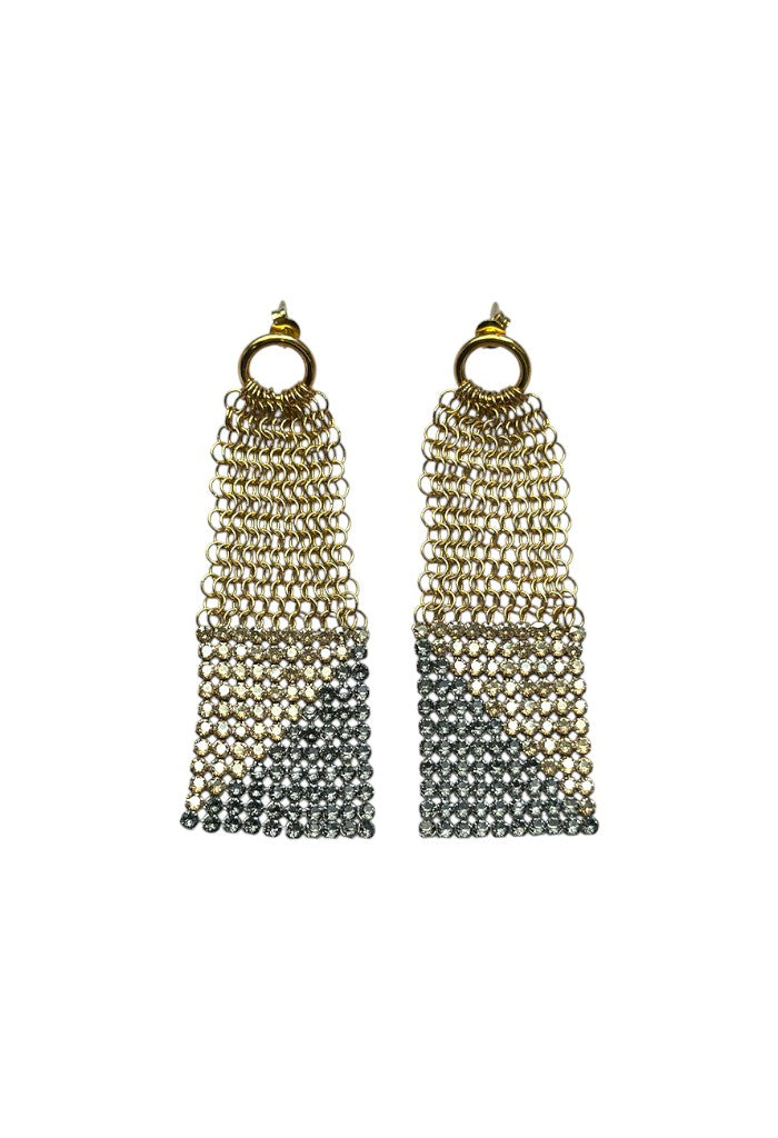 Jeanne Diagonal Earrings - Gold/Grey