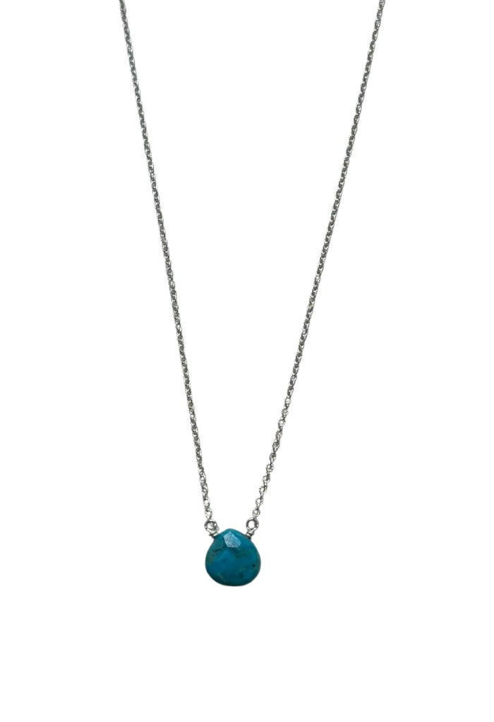 Silver Stone Necklace - Blue
