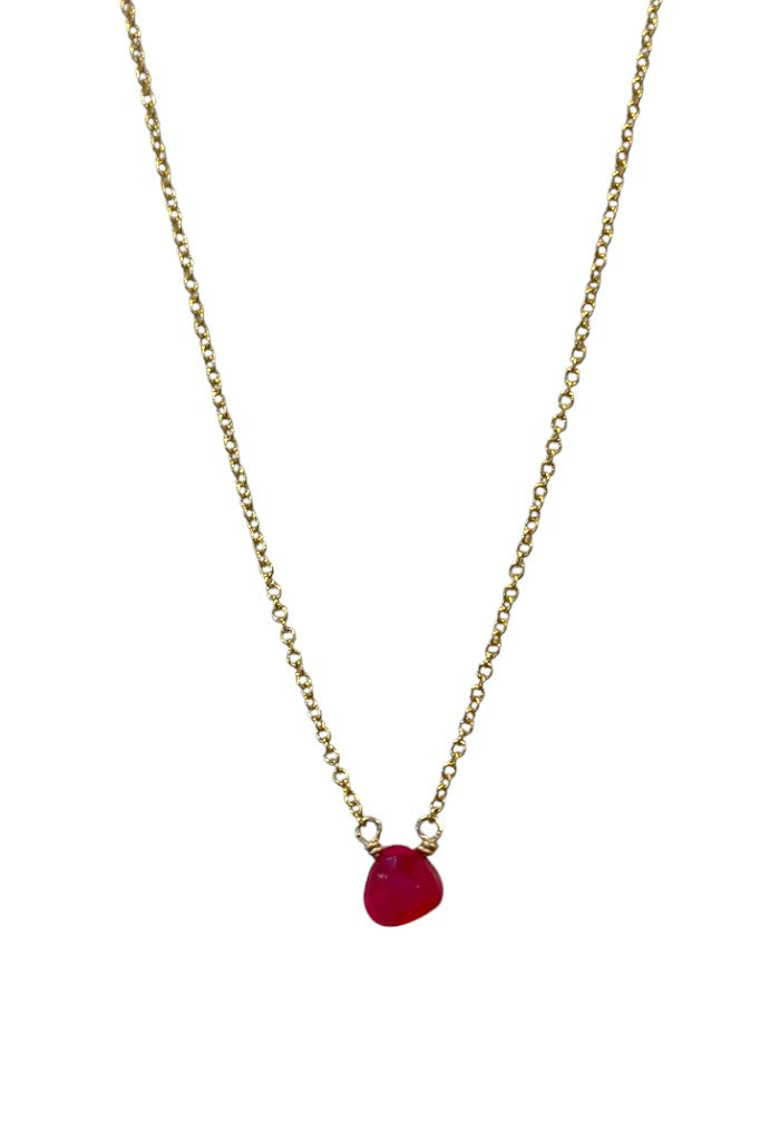 Gold Stone Necklace - Pink