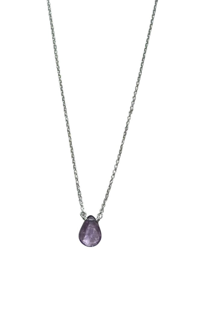 Silver Stone Necklace - Purple