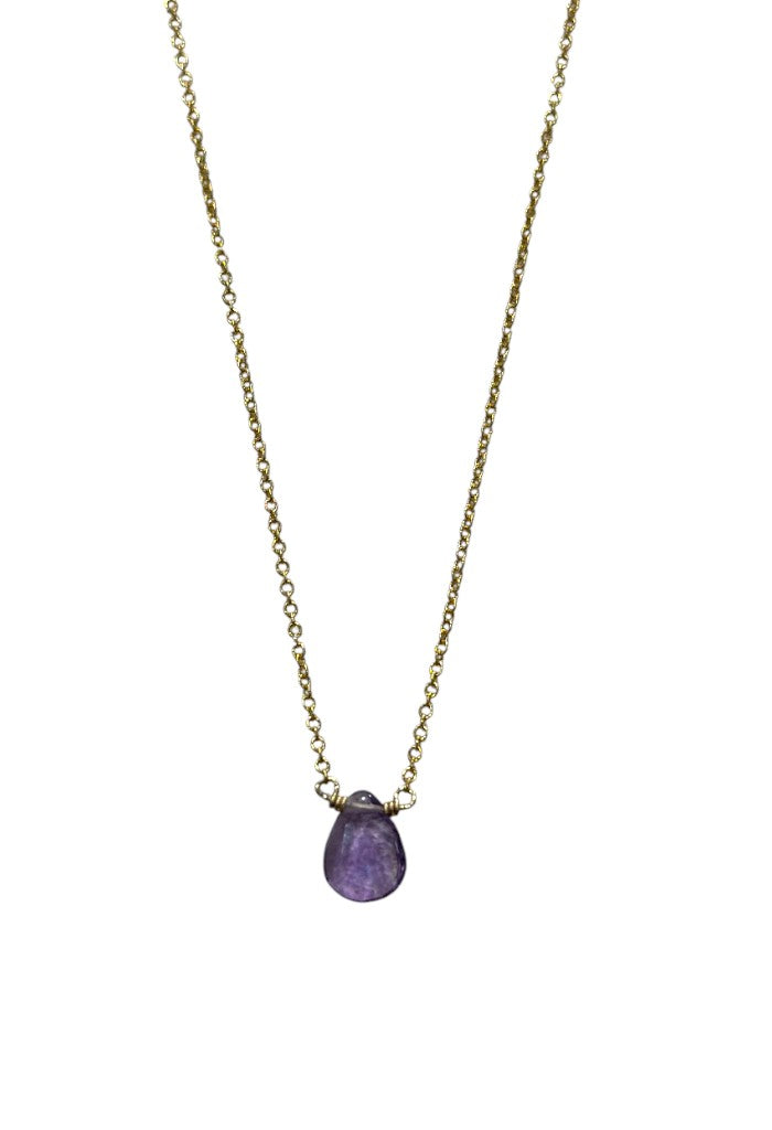 Gold Stone Necklace - Purple