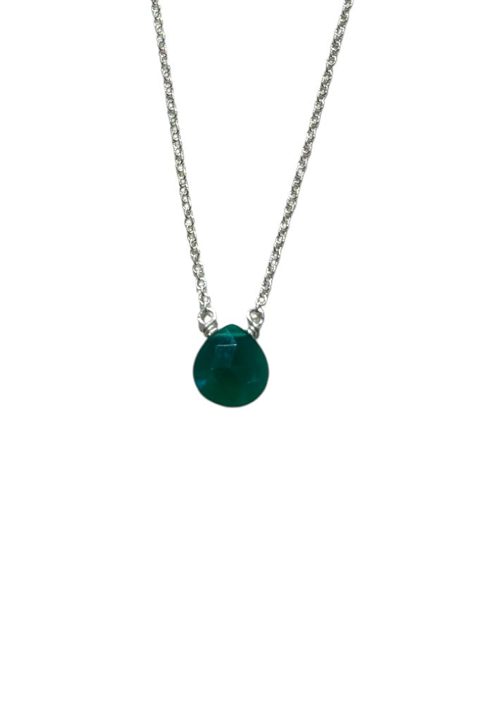 Silver Stone Necklace - Green