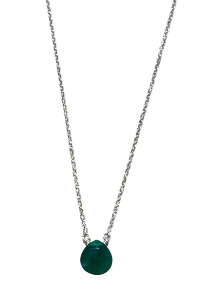 Silver Stone Necklace - Green