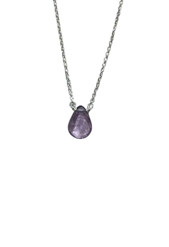 Silver Stone Necklace - Purple
