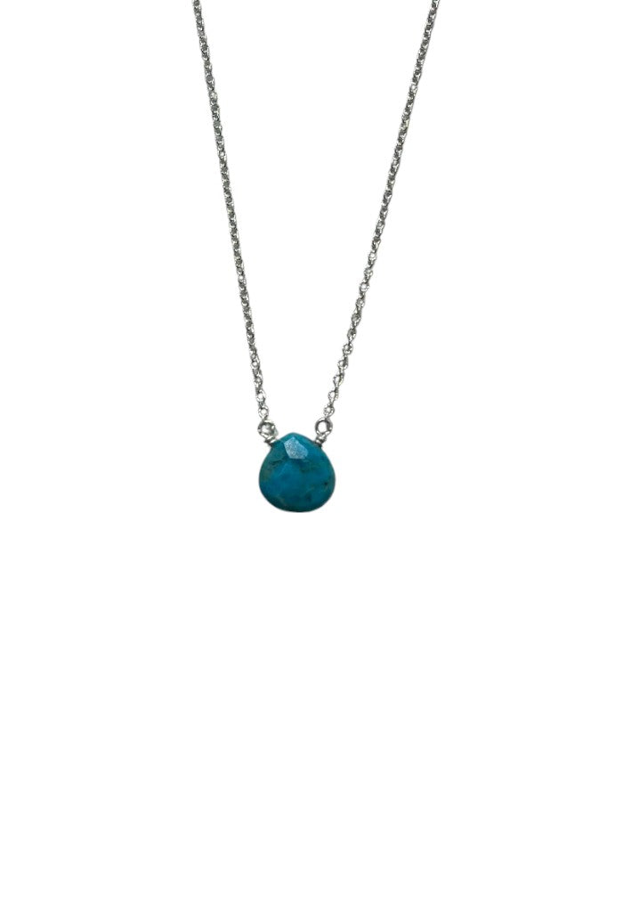Silver Stone Necklace - Blue