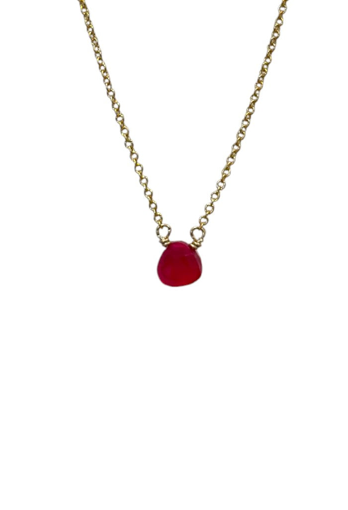 Gold Stone Necklace - Pink