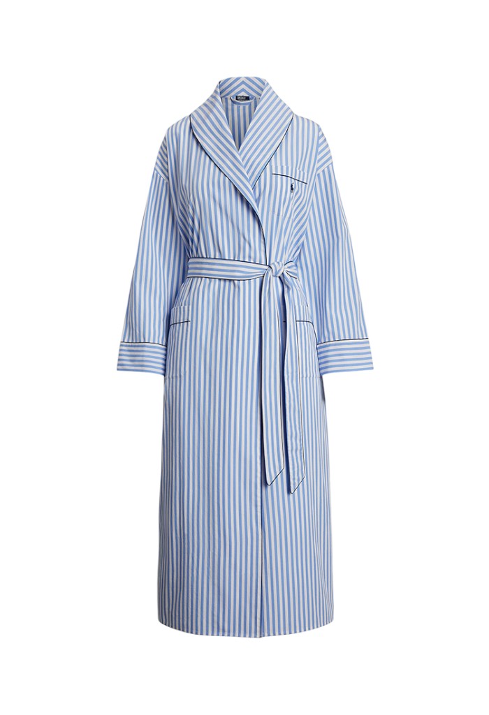 Stripes Heritage Robe - White & Hydrangea