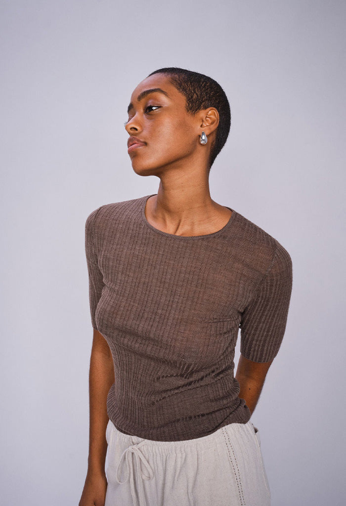 Bouch Rib SS Knit - Choco Chip