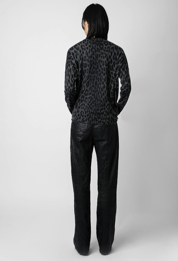Brumy Leopard Cashmere Sweater - Ardoise