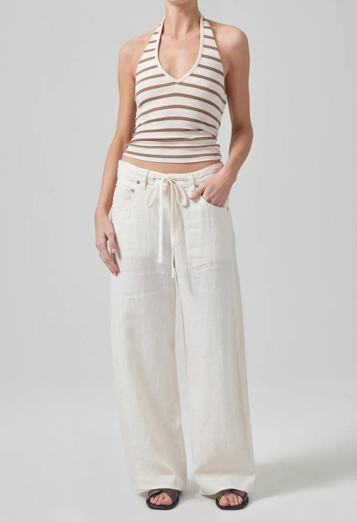 Brynn Drawstring Linen Trouser - Vanilla