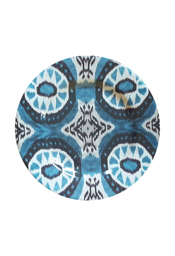 Ceramic Decorative Plate - Blue Ikat