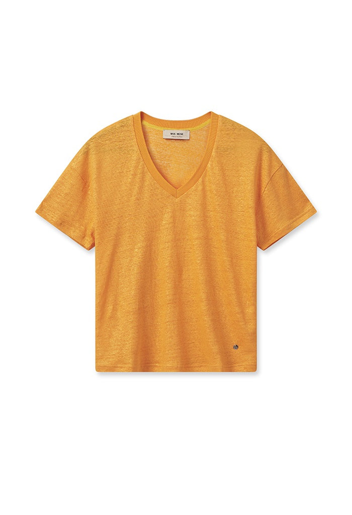 Casa V-Neck Foil T-Shirt - Blazing Orange