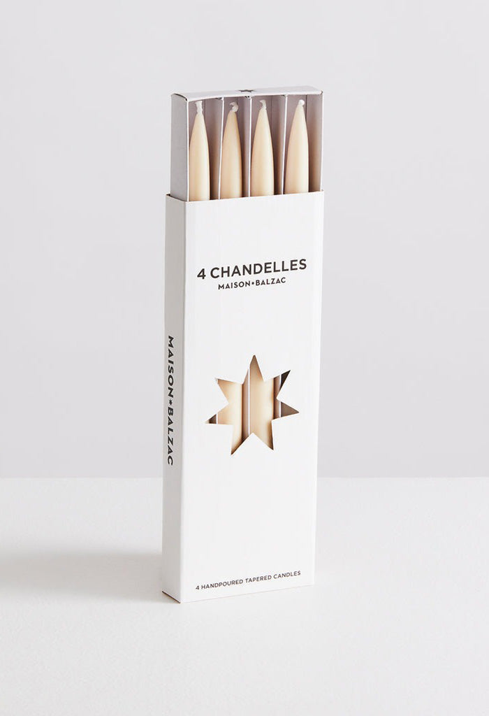 Chandelles 4 Tapered Candles - Raffia