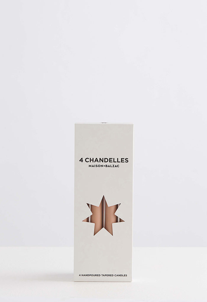 Chandelles 4 Tapered Candles - Sable