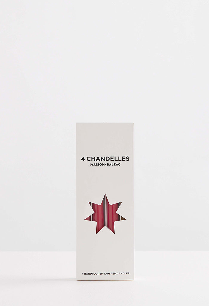 Chandelles 4 Tapered Candles - Fraise