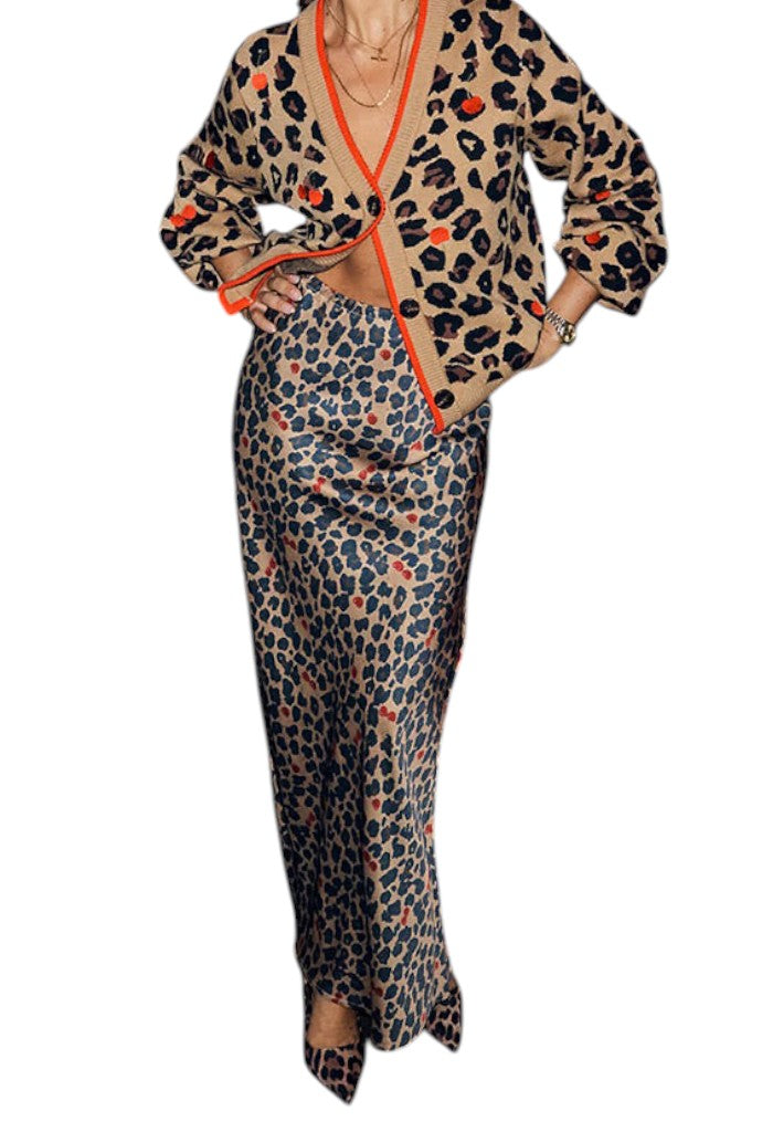 Cherry Leopard Dorris Skirt - Brown