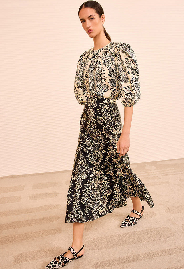 Clarisse Trumpet Midi Skirt - Noir